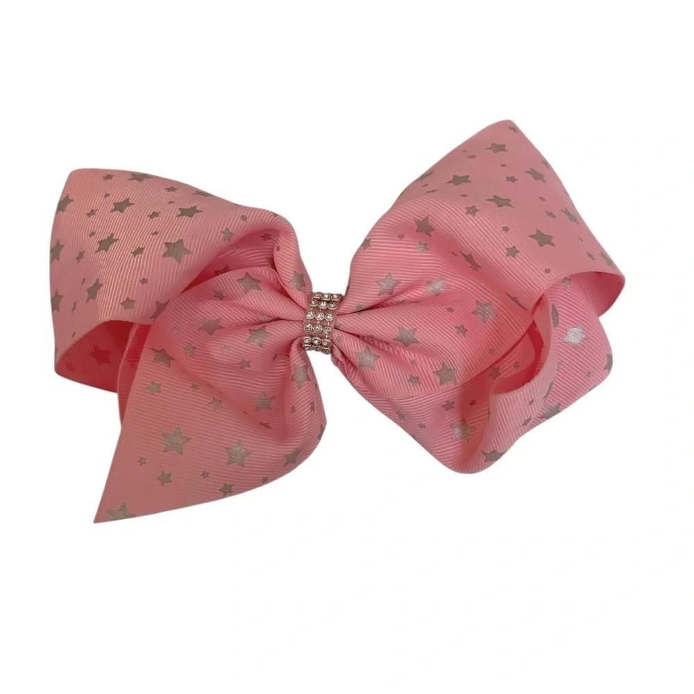 Girls JoJo Siwa Pink with Silver Stars Bow Hairclip